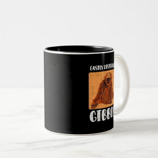 Gibbon Ape Monkey Funny 2 Zweifarbige Tasse (VorderseiteRechts)