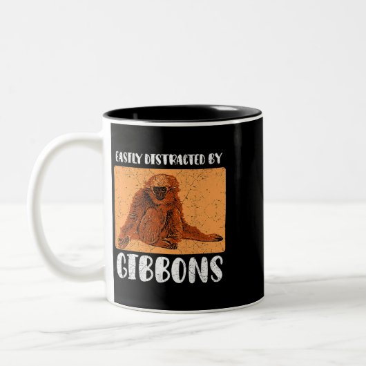 Gibbon Ape Monkey Funny 2 Zweifarbige Tasse (Links)