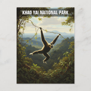 Gibbon in Khao Yai Nationalpark Thailand Postkarte