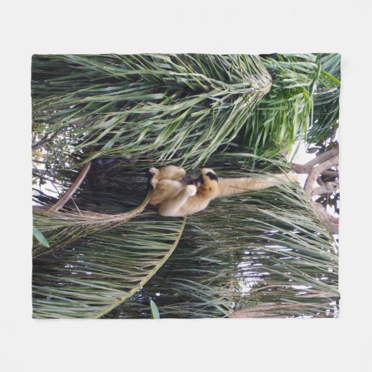 Gibbon Monkey Just Chillin, Med Fleece Blanket (Vorderseite (Horizontal))