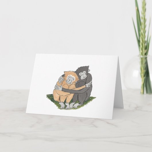 Gibbon Valentine's Day Card Karte (Vorderseite)