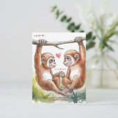 Gibbon Valentinstage Postkarte (Stehend Vorderseite)