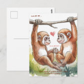 Gibbon Valentinstage Postkarte (Vorne/Hinten)