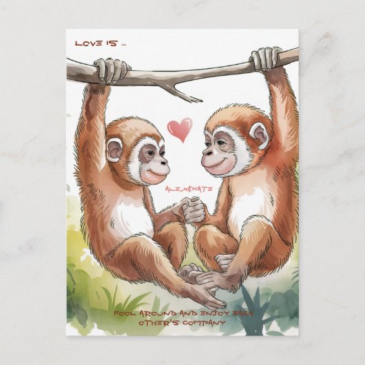 Gibbon Valentinstage Postkarte (Vorderseite)