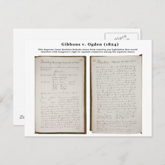 Gibbons gegen Ogden, 22 U.S. 1 (1824) Postkarte (Vorne/Hinten)