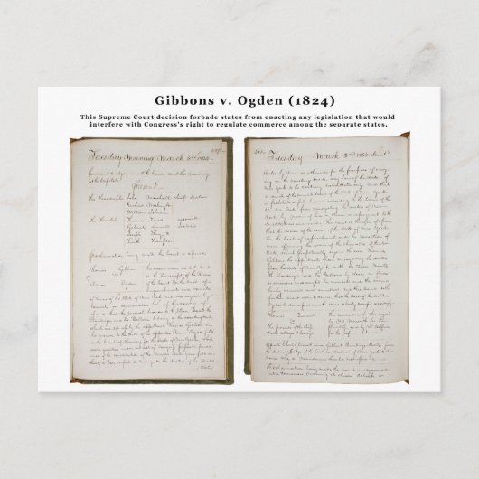 Gibbons gegen Ogden, 22 U.S. 1 (1824) Postkarte (Vorderseite)