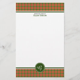 Gibbs Clan Tartan Red and Yellow Kariert Monogram Briefpapier