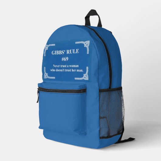 Gibbs' Regel 69 Bedruckter Rucksack (Rückseitige Ecke Rechts)