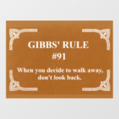 Gibbs' Regel 91 Fensteraufkleber (Blatt)
