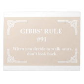 Gibbs' Regel 91 Notizblock (Vorderseite)