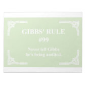 Gibbs' Regel 99 Notizblock (Vorderseite)