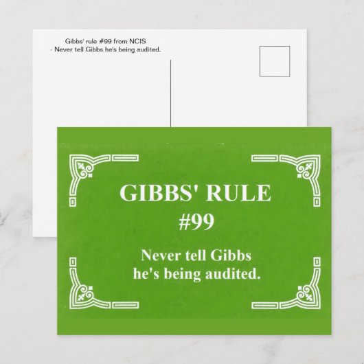 Gibbs' Regel 99 Postkarte (Vorne/Hinten)