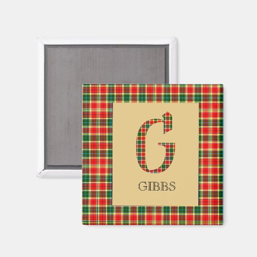 Gibbs Tartan Monogram G Magnet (Vorderseite/Rückseite)