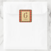 Gibbs Tartan Monogram G Quadratischer Aufkleber (Tasche)