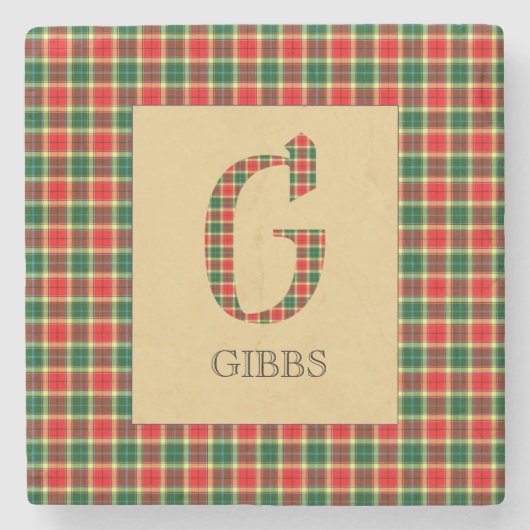 Gibbs Tartan Monogram G Steinuntersetzer (Vorderseite)