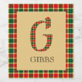 Gibbs Tartan Monogram G Weinetikett (Einzelnes Label)