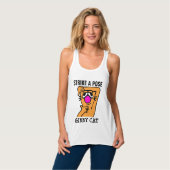 GIBBY CAT Funny Ladys T - Shirt, STRIKE A POSE Tank Top (Vorderseite Vollansicht)