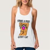 GIBBY CAT Funny Ladys T - Shirt, STRIKE A POSE Tank Top (Vorderseite)