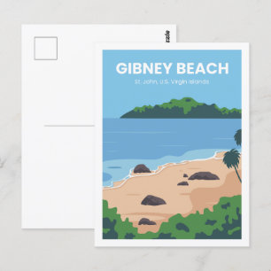 Gibney Beach Berühmter Reiseort Illustration Postkarte
