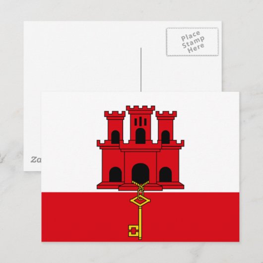 Gibraltar Flag g.A. Postkarte (Vorne/Hinten)