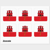 Gibraltar Flag. Großbritannien, Britische Übersee Quadratischer Aufkleber (Blatt)