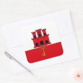 Gibraltar Flag. Großbritannien, Britische Übersee Quadratischer Aufkleber (Umschlag)