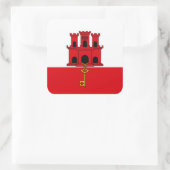 Gibraltar Flag. Großbritannien, Britische Übersee Quadratischer Aufkleber (Tasche)