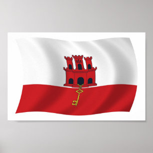 Gibraltar Flag Poster Print