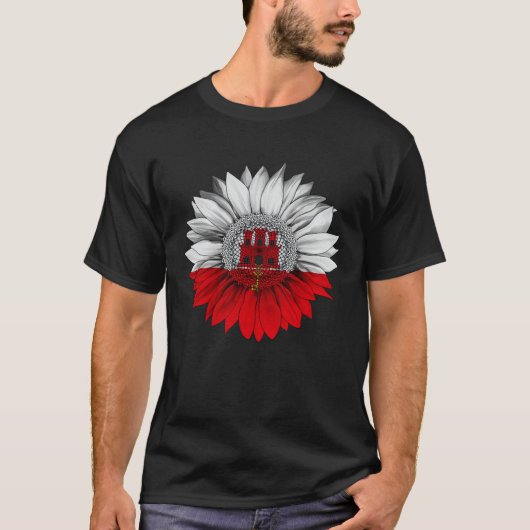 Gibraltar Flag Sunflower Gibraltarian Roots Proud  T-Shirt (Vorderseite)