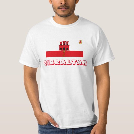 Gibraltar Flag und Wappen T - Shirt (Vorderseite)