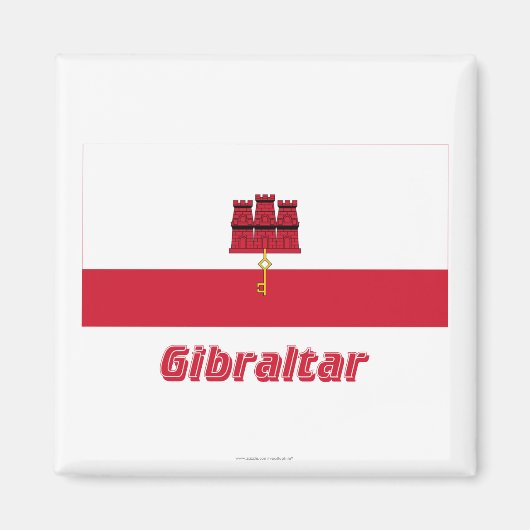 Gibraltar-Flagge mit Name Magnet (Vorne)