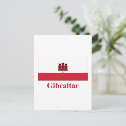 Gibraltar-Flagge mit Name Postkarte (Stehend Vorderseite)