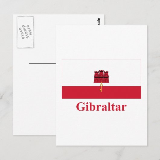 Gibraltar-Flagge mit Name Postkarte (Vorne/Hinten)