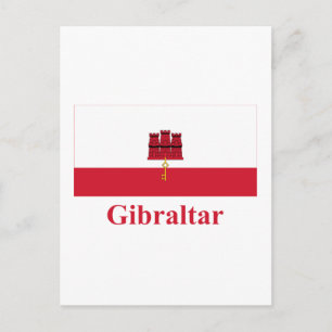 Gibraltar-Flagge mit Name Postkarte