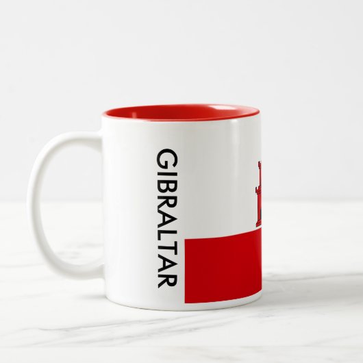 Gibraltar-Flaggen-Tasse Zweifarbige Tasse (Links)