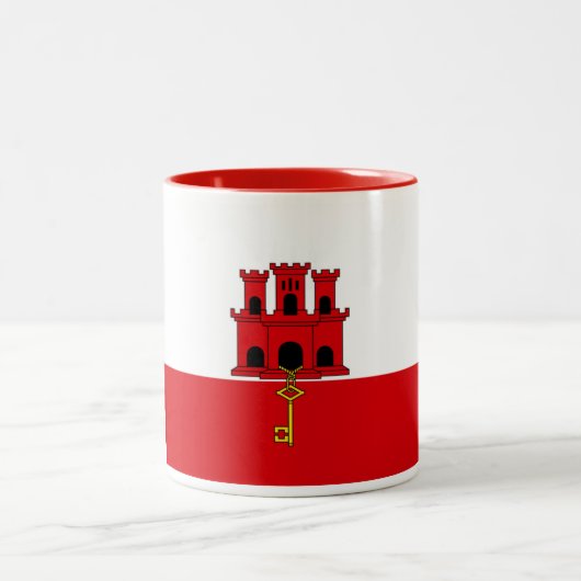 Gibraltar-Flaggen-Tasse Zweifarbige Tasse (Mittel)