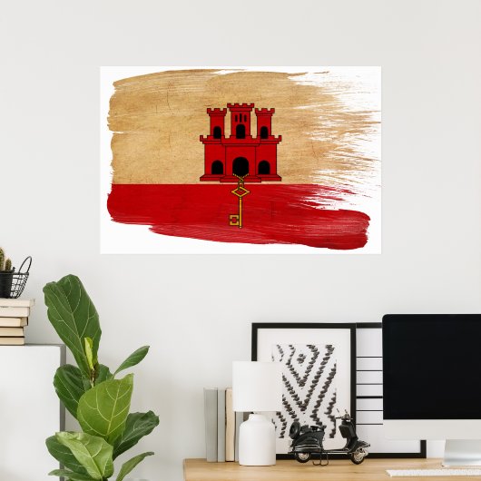 Gibraltar Flaggenposter Poster (Heimbüro)