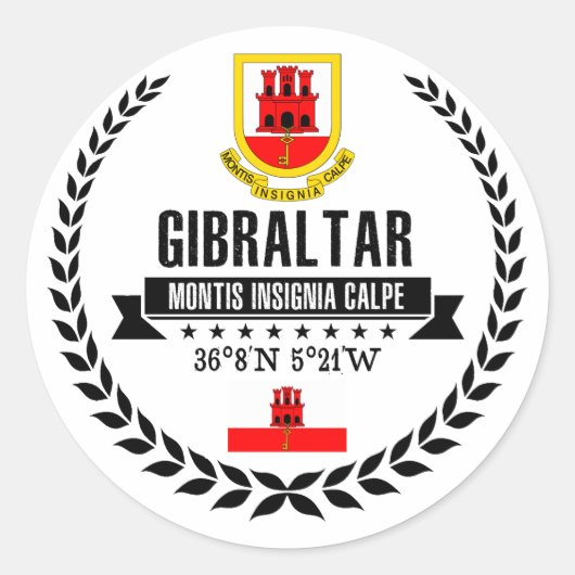 Gibraltar Runder Aufkleber (Vorderseite)
