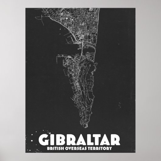 Gibraltar Vintage Karte Poster (Vorne)