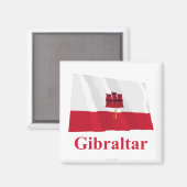 Gibraltar Wave Flag mit Namen Magnet (Vorderseite/Rückseite)