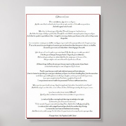 Gibran On Love Poster (Vorne)