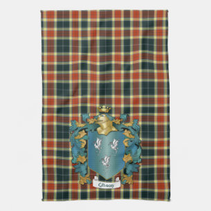 Gibson Coat of Arms and Modern Tartan Handtuch