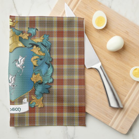 Gibson Coat of Arms and Tartan Handtuch (Viertel Falte)