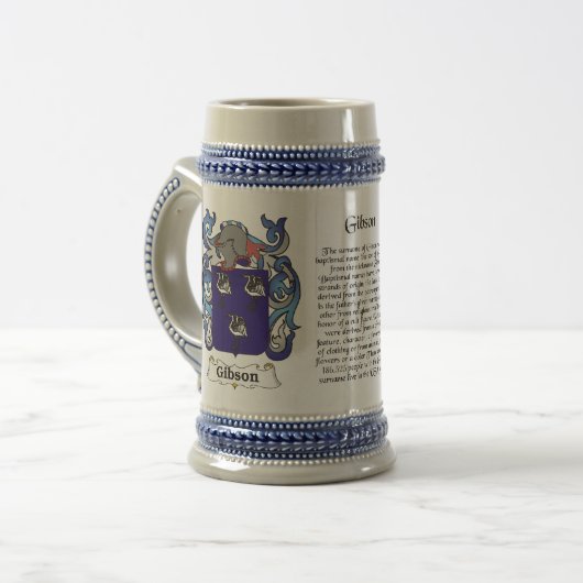 Gibson-Familienwappen Stein Bierglas (Vorderseite Links)