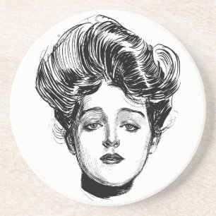 Gibson Girl Achterbahn Charles Dana Gibson Sandstein Untersetzer
