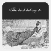 Gibson Girl Reading a Book Quadratischer Aufkleber (Vorderseite)