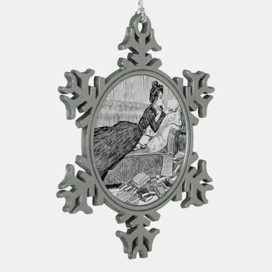 Gibson Girl Reading Schneeflocken Zinn-Ornament (Links)