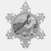 Gibson Girl Reading Schneeflocken Zinn-Ornament (Vorderseite)