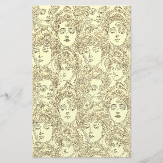 Gibson Girl viktorianisch creme elegant Briefpapier (Vorderseite)