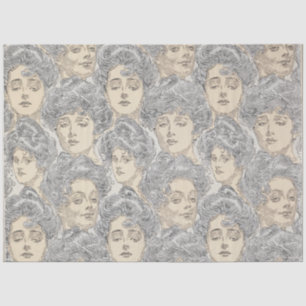 Gibson Girl viktorianisches Muster grau und rosa Seidenpapier